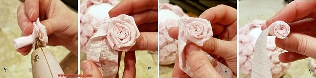 مراحل ساخت گل رُز با کاغذ کشی